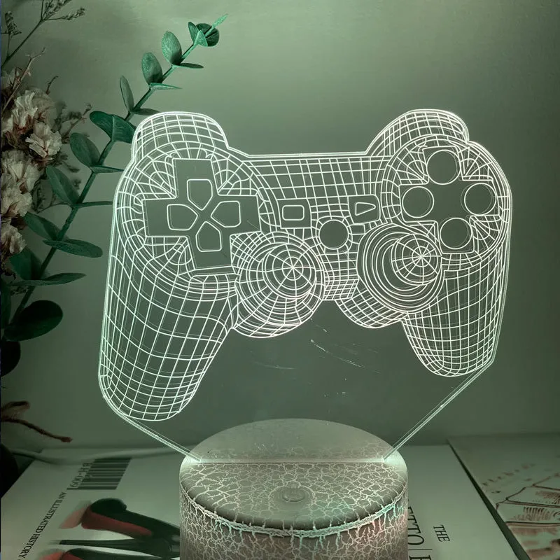 Creative Gamepad shaped 3DLED desk lamp with acrylic shade and touch controls on black ABS base