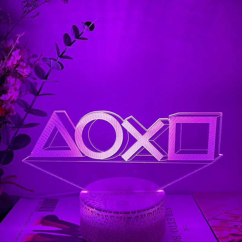 Creative Gamepad shaped 3DLED desk lamp with acrylic shade and touch controls on black ABS base