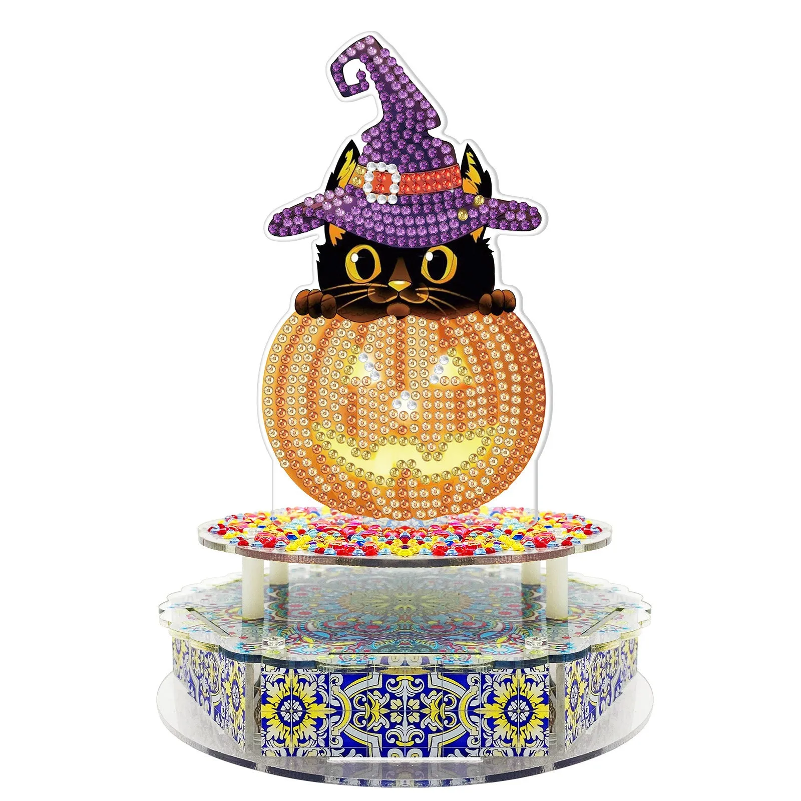 DIY music box kit with PVC components, music movement and light string for holiday decoration