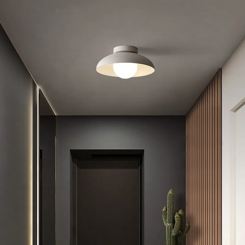 Modern minimalist flush mount ceiling lamp in Nordic style, shown in Moon White finish