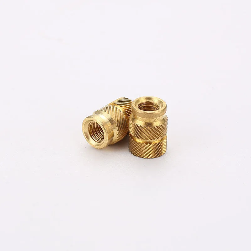 Brass hot melt copper nuts with M2 and M3 threads, showing outer diameters of 4.0mm and 4.2mm.