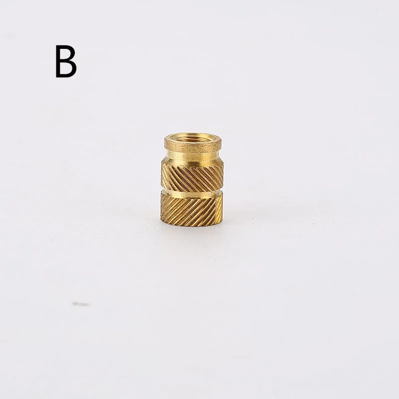 Brass hot melt copper nuts with M2 and M3 threads, showing outer diameters of 4.0mm and 4.2mm.