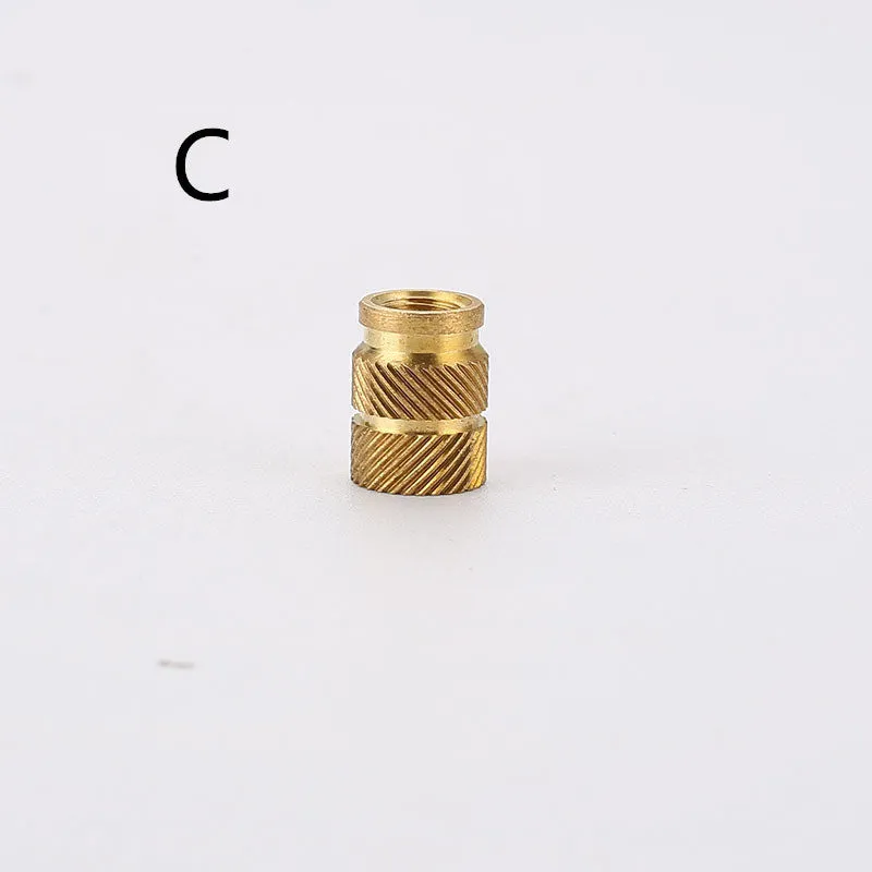 Brass hot melt copper nuts with M2 and M3 threads, showing outer diameters of 4.0mm and 4.2mm.