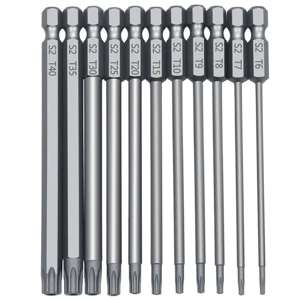 Hexagon handle magnetic screwdriver bit set with 50mm, 75mm, and 100mm alloy steel bits