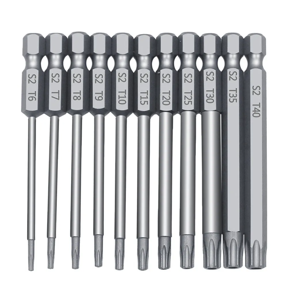 Hexagon handle magnetic screwdriver bit set with 50mm, 75mm, and 100mm alloy steel bits