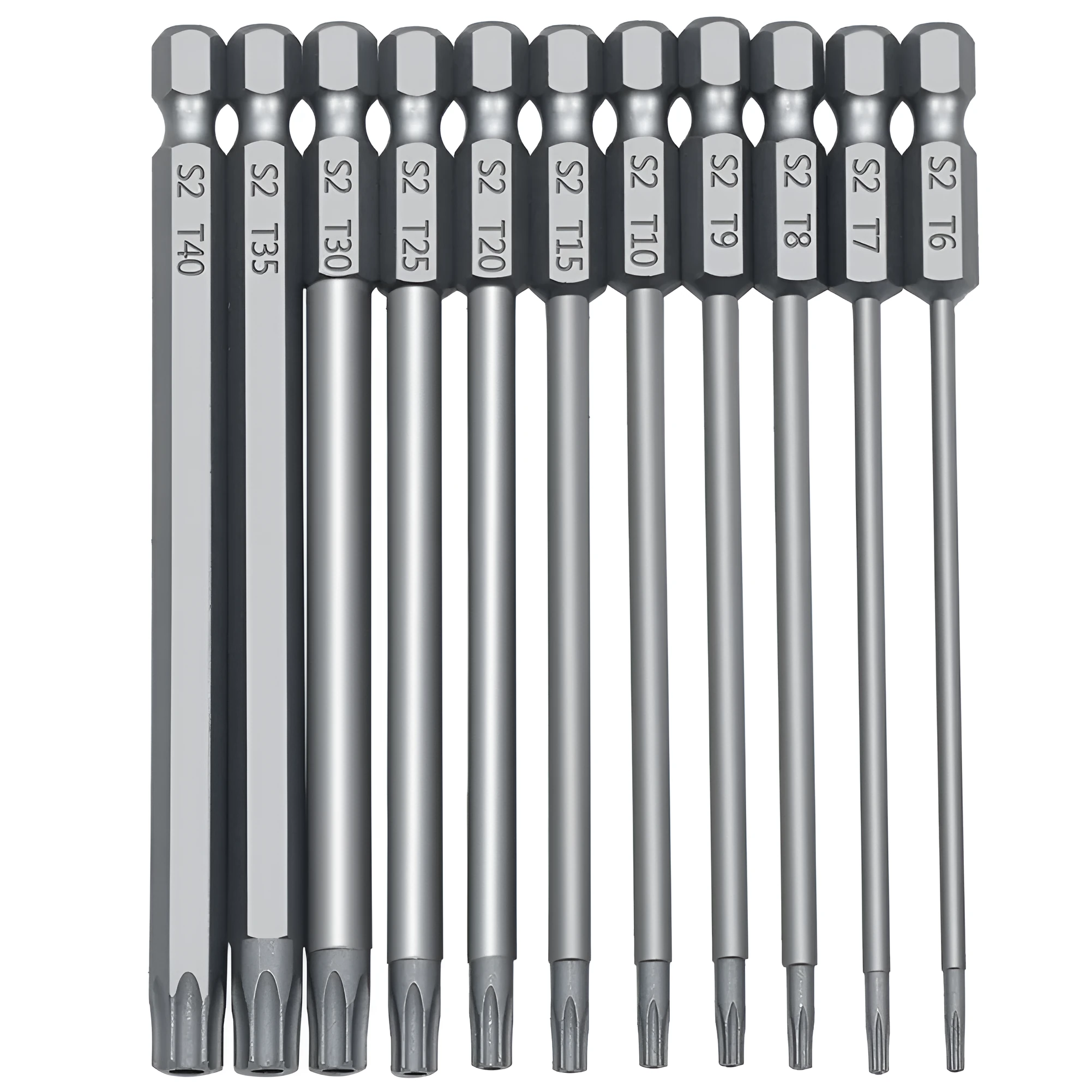 Hexagon handle magnetic screwdriver bit set with 50mm, 75mm, and 100mm alloy steel bits