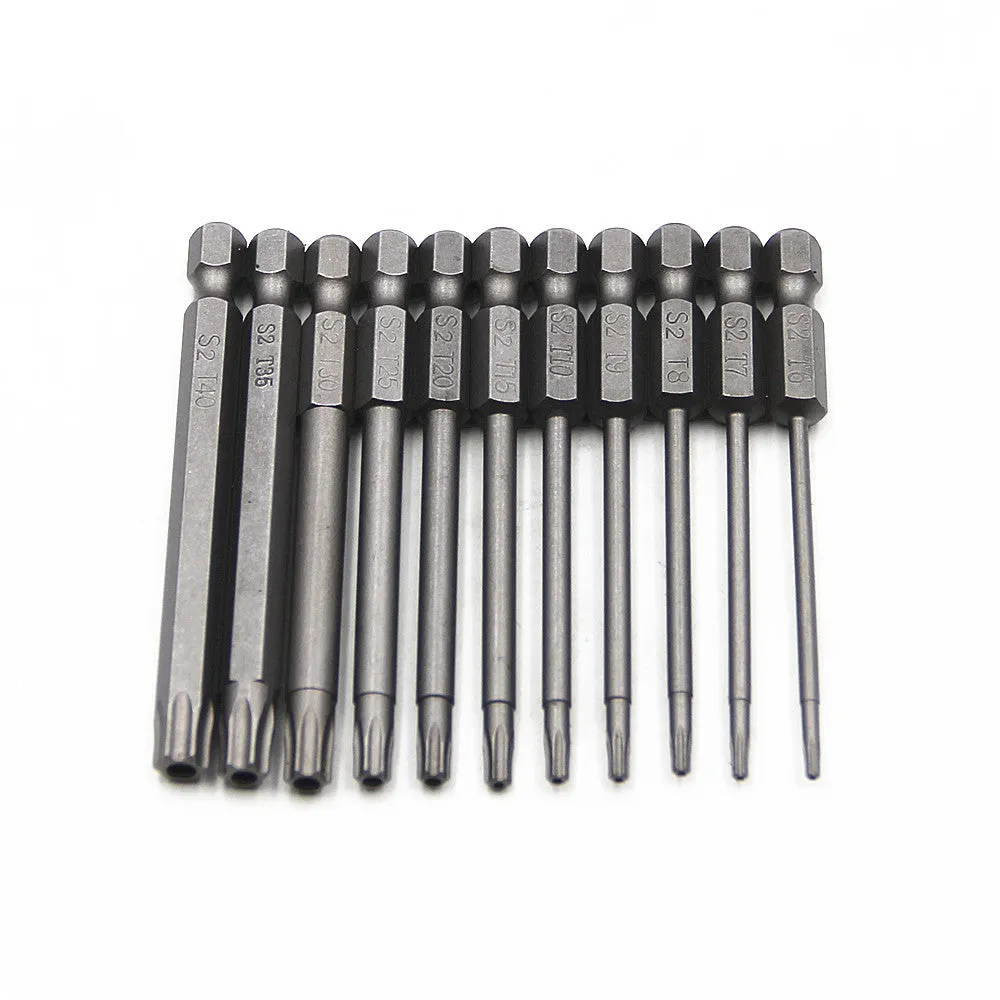 Hexagon handle magnetic screwdriver bit set with 50mm, 75mm, and 100mm alloy steel bits