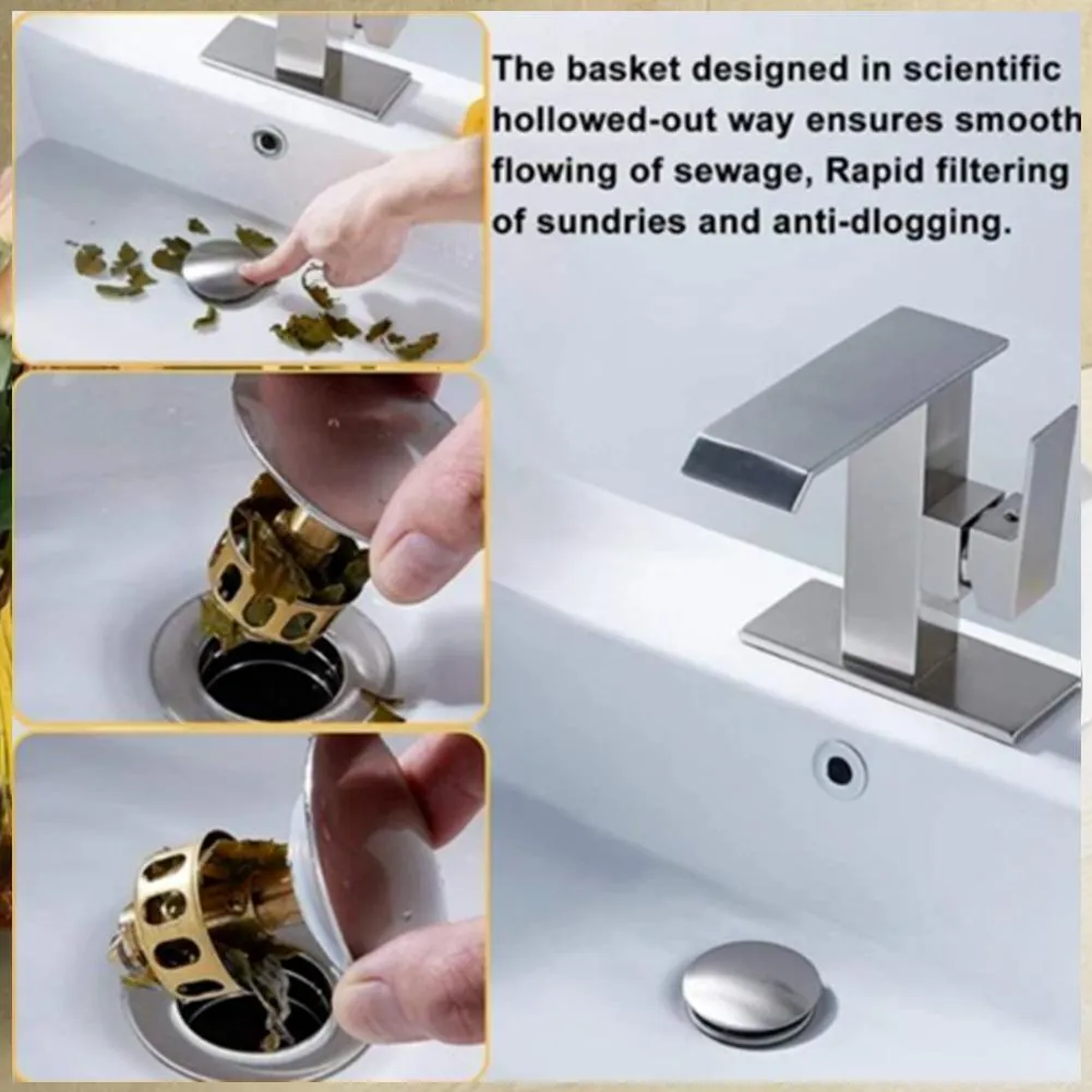 White copper kitchen sink filter element with manual press bounce for single basin artificial stone countertops