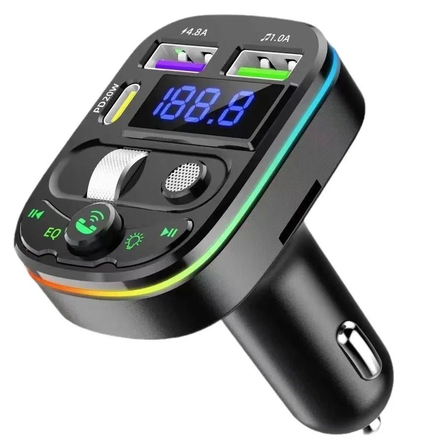 On board Bluetooth car receiver with USB charging port and MP3 playback functionality.
