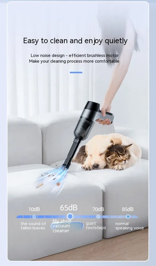 Wireless handheld car vacuum cleaner with attachments including brushes and nozzles for interior cleaning