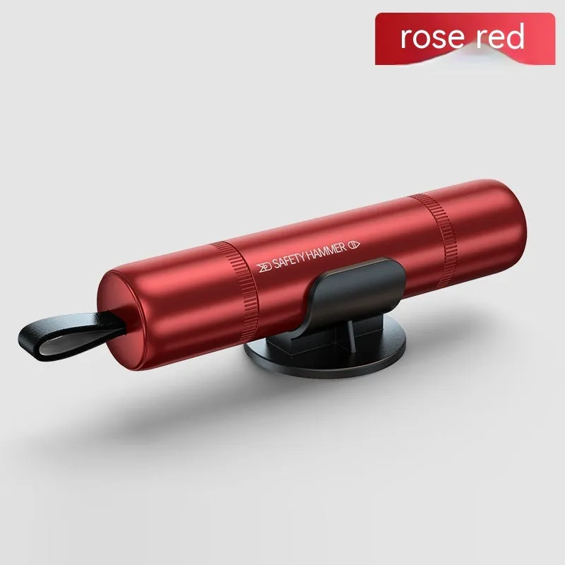 Aluminium alloy car emergency hammer with 4-in-1 safety functions including window breaker