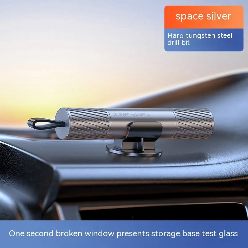 Aluminium alloy car emergency hammer with 4-in-1 safety functions including window breaker