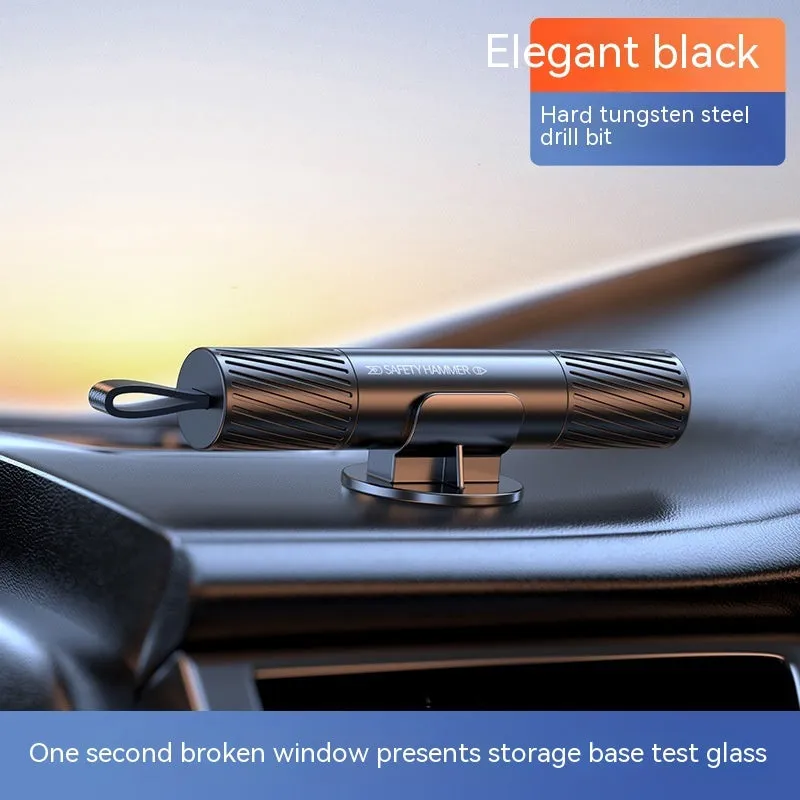 Aluminium alloy car emergency hammer with 4-in-1 safety functions including window breaker
