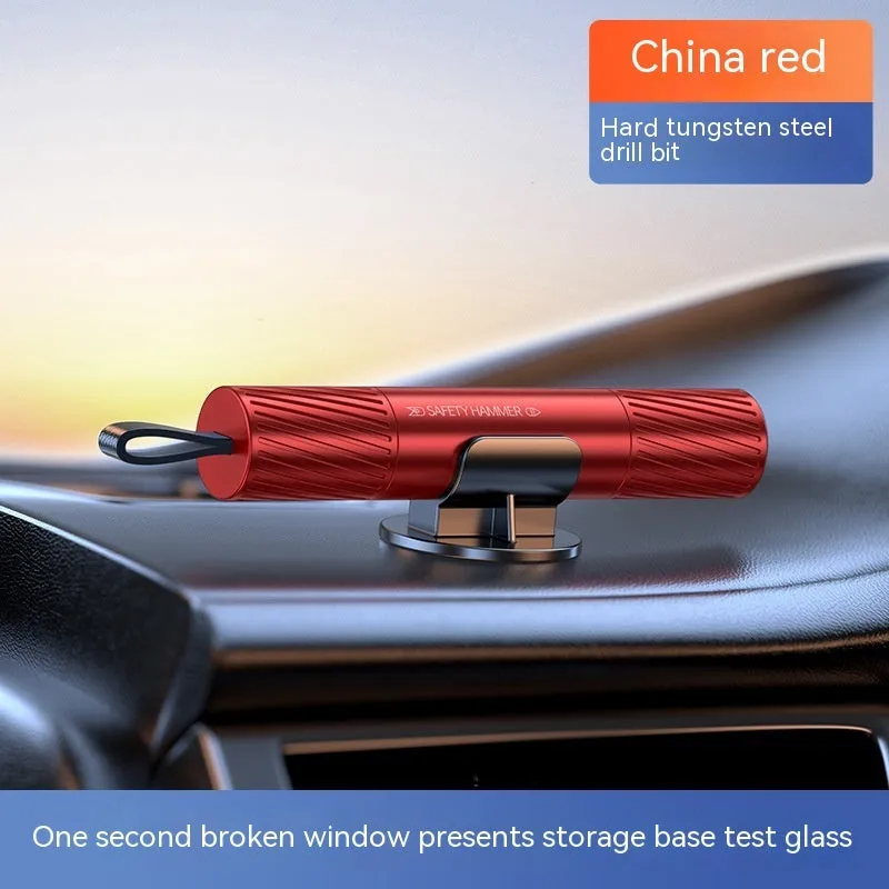 Aluminium alloy car emergency hammer with 4-in-1 safety functions including window breaker