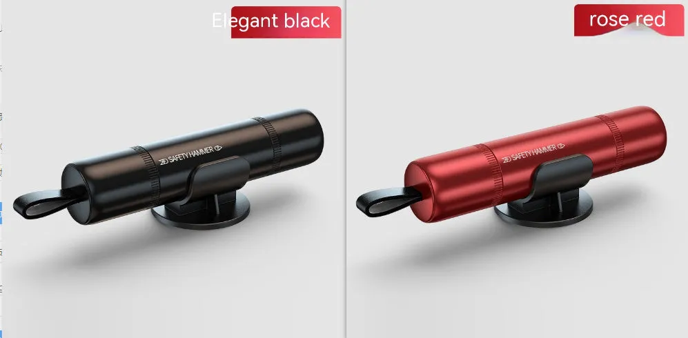 Aluminium alloy car emergency hammer with 4-in-1 safety functions including window breaker