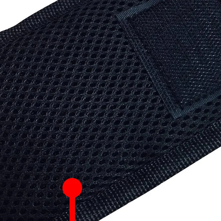 Black Oxford cloth magnetic tool wristband with 15 grid pockets and Velcro strap laid flat