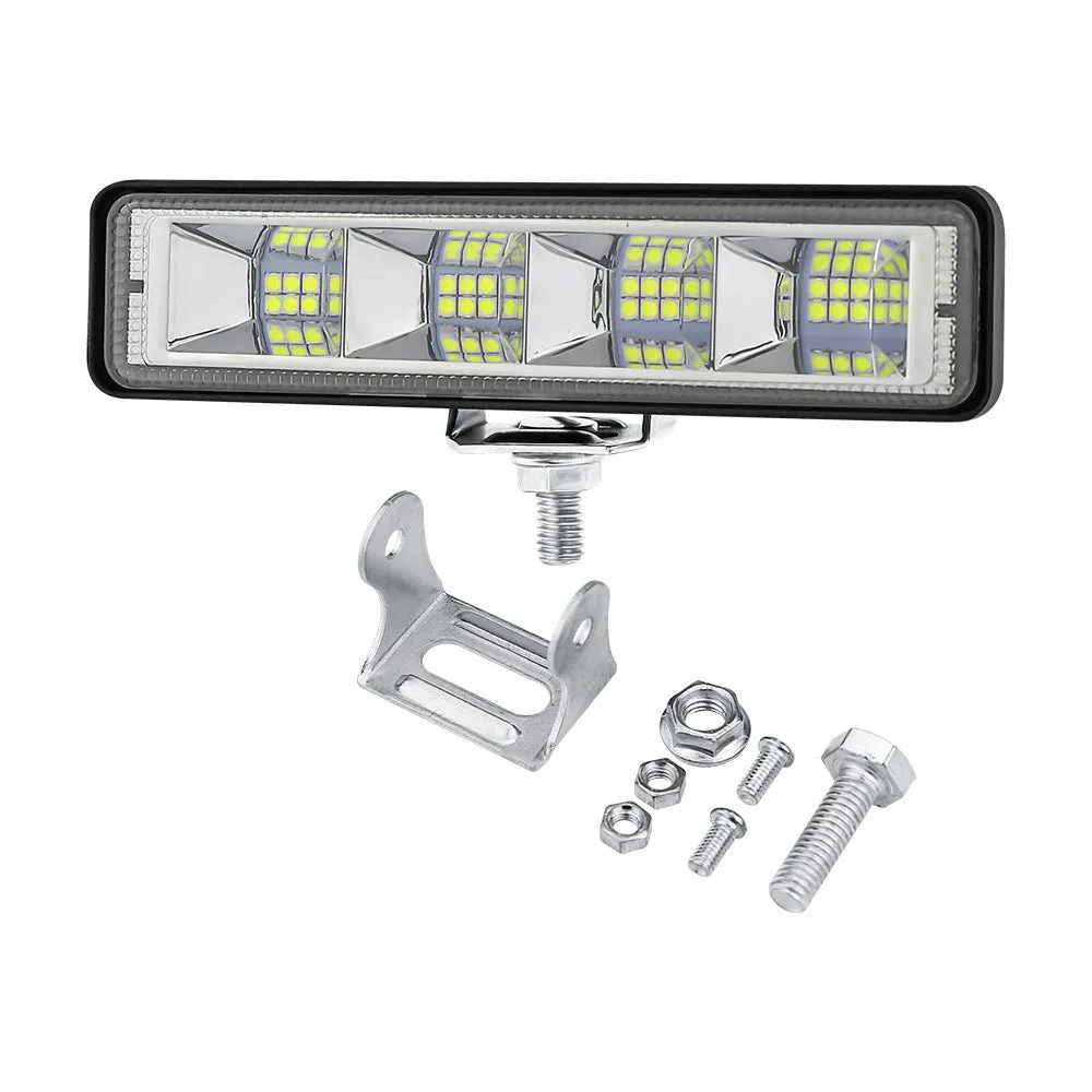 Set of four rectangular aluminium LED work lights for car and truck modification
