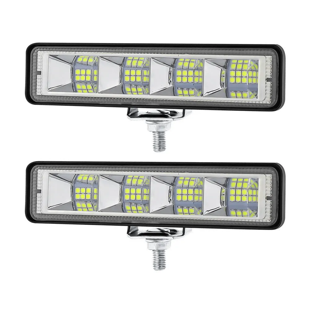 Set of four rectangular aluminium LED work lights for car and truck modification