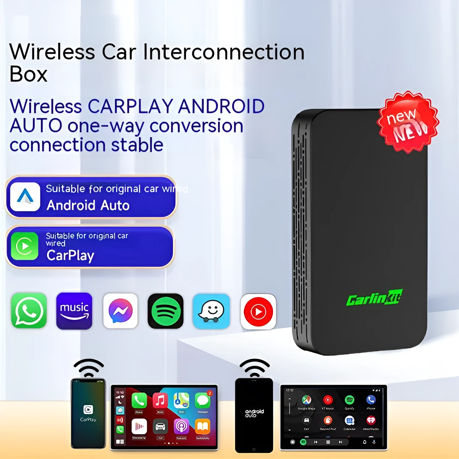 Car wired to wireless 2Air interconnection box with dimensions 76x43x12.3mm