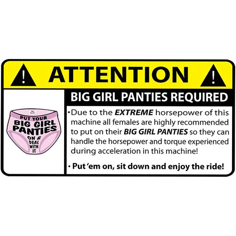 Eight comic design car warning stickers measuring 13cm in PVC material
