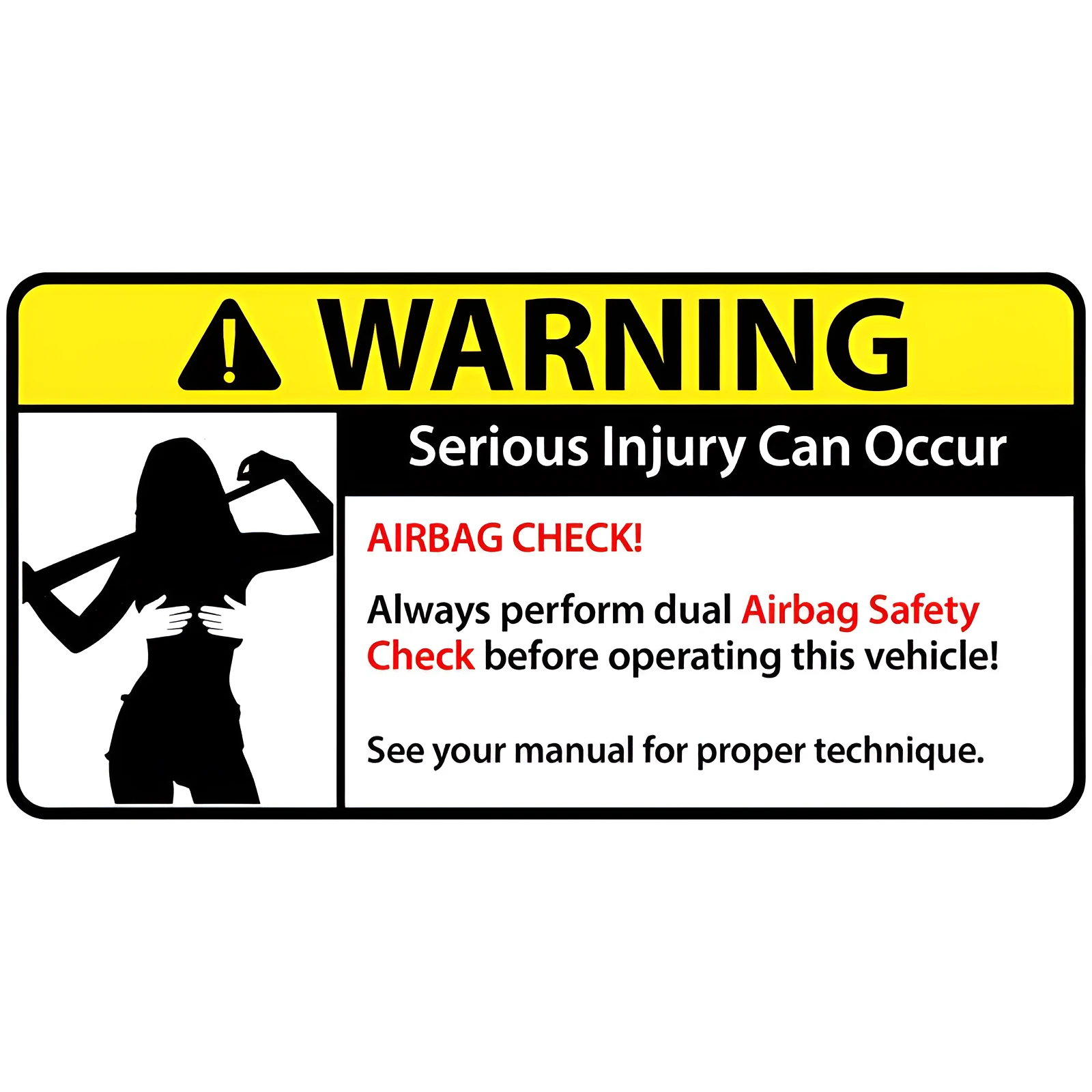 Eight comic design car warning stickers measuring 13cm in PVC material