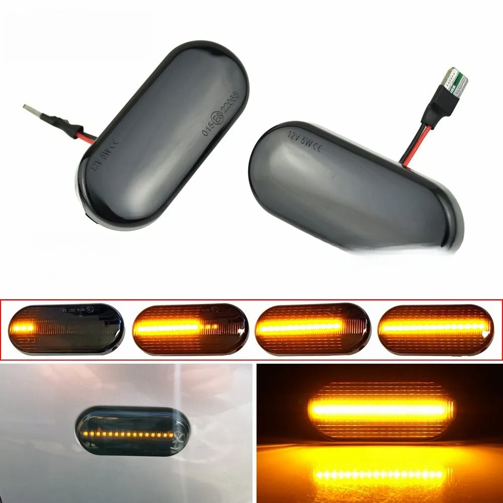 Skoda Octavia flowing water style side turn signal indicator light in blackened ABS plastic housing