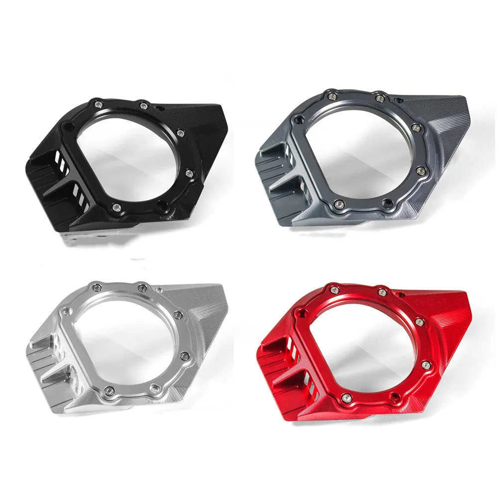 Vespa Primavera scooter clutch intake cover in black, red, silver, and titanium finish options