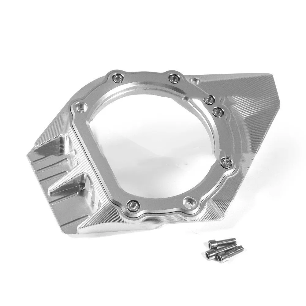 Vespa Primavera scooter clutch intake cover in black, red, silver, and titanium finish options