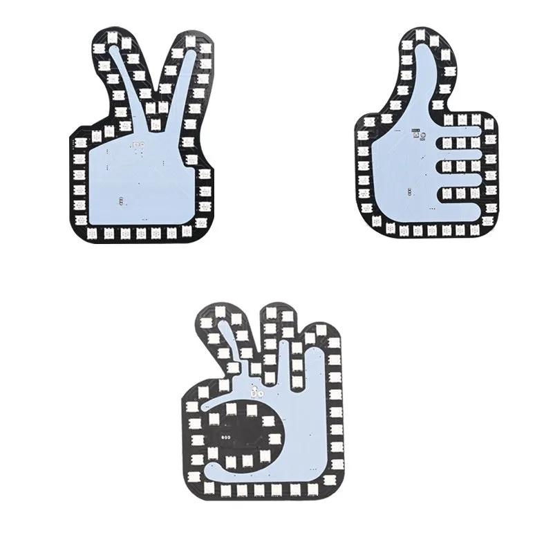 Car USB plug finger gesture LED light showing thumbs up, OK, and scissor hand designs