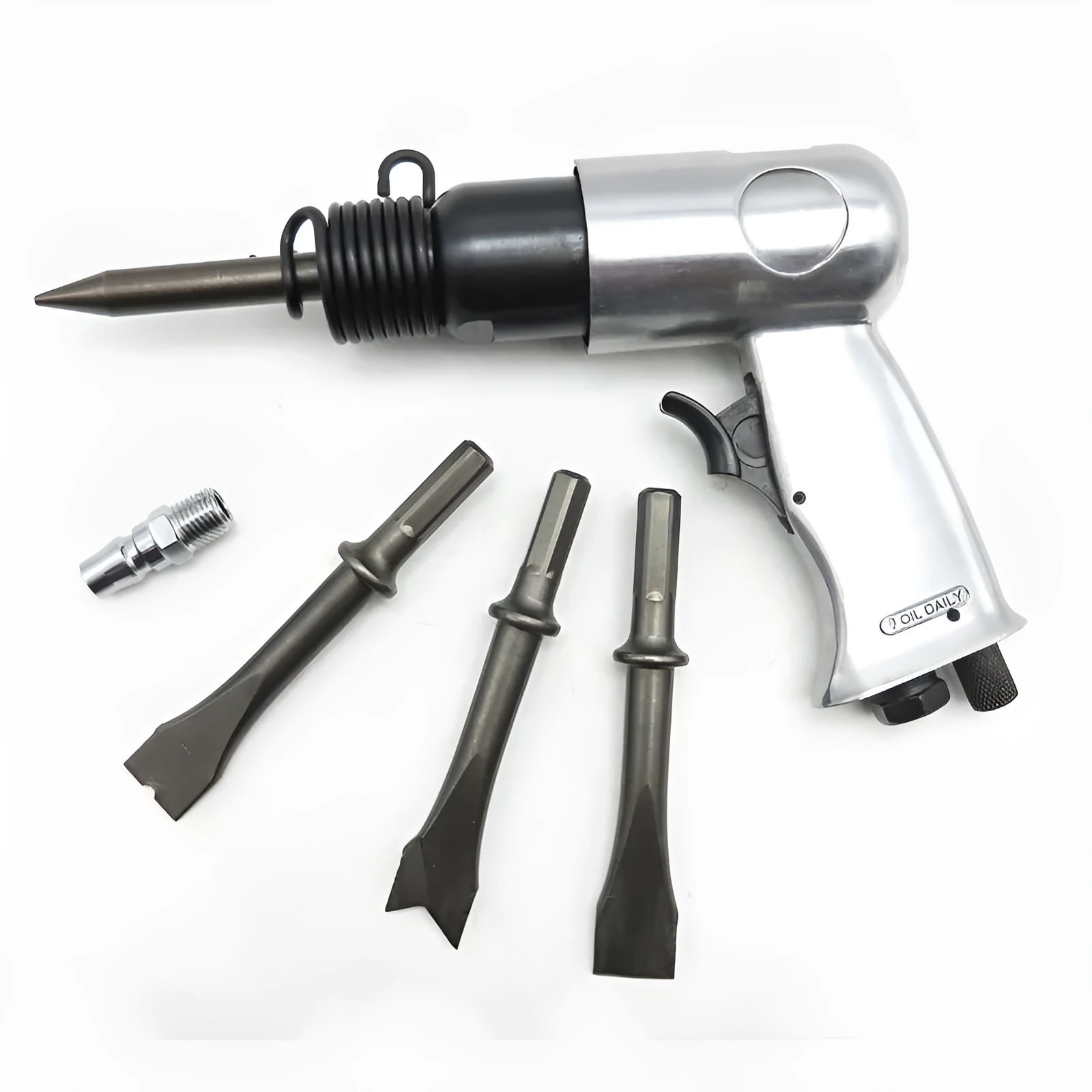 Industrial air hammer tool with brake pad removal air pick and hex handle configuration