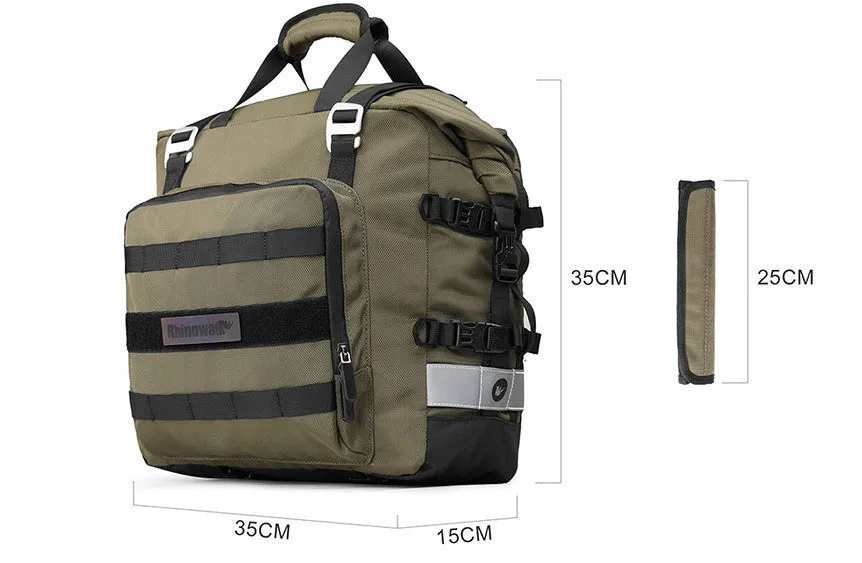 20L quick release motorcycle side bag in polyester with adjustable straps and buckle closure