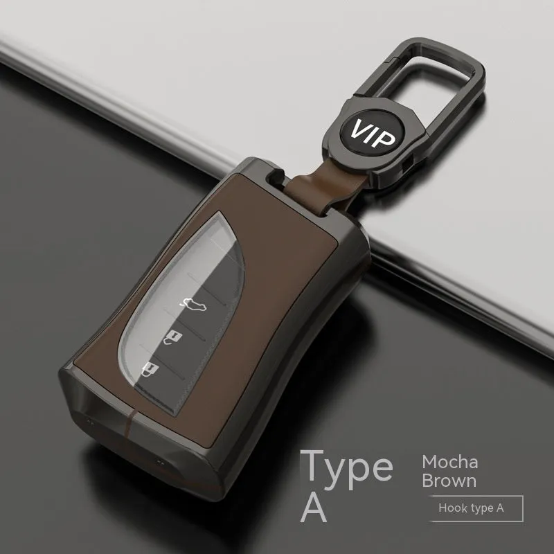 Ling Zhi car key protective case in zinc alloy and TPU, shown in multiple colour options.