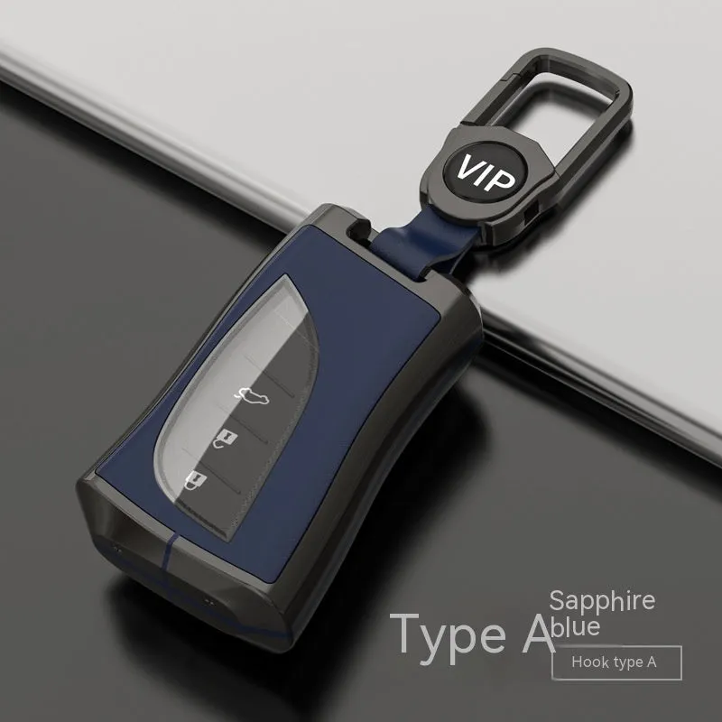 Ling Zhi car key protective case in zinc alloy and TPU, shown in multiple colour options.