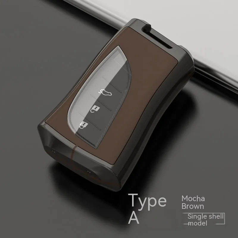 Ling Zhi car key protective case in zinc alloy and TPU, shown in multiple colour options.