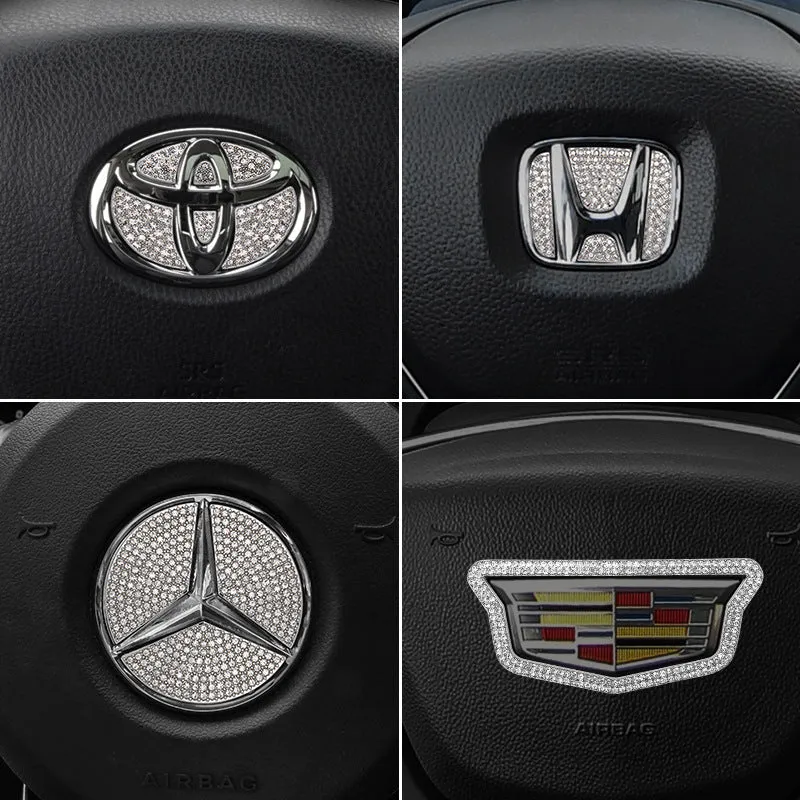 Zinc alloy diamond decorative sticker for Toyota car steering wheel