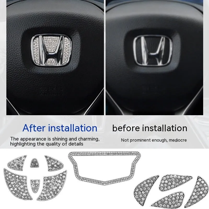 Zinc alloy diamond decorative sticker for Toyota car steering wheel