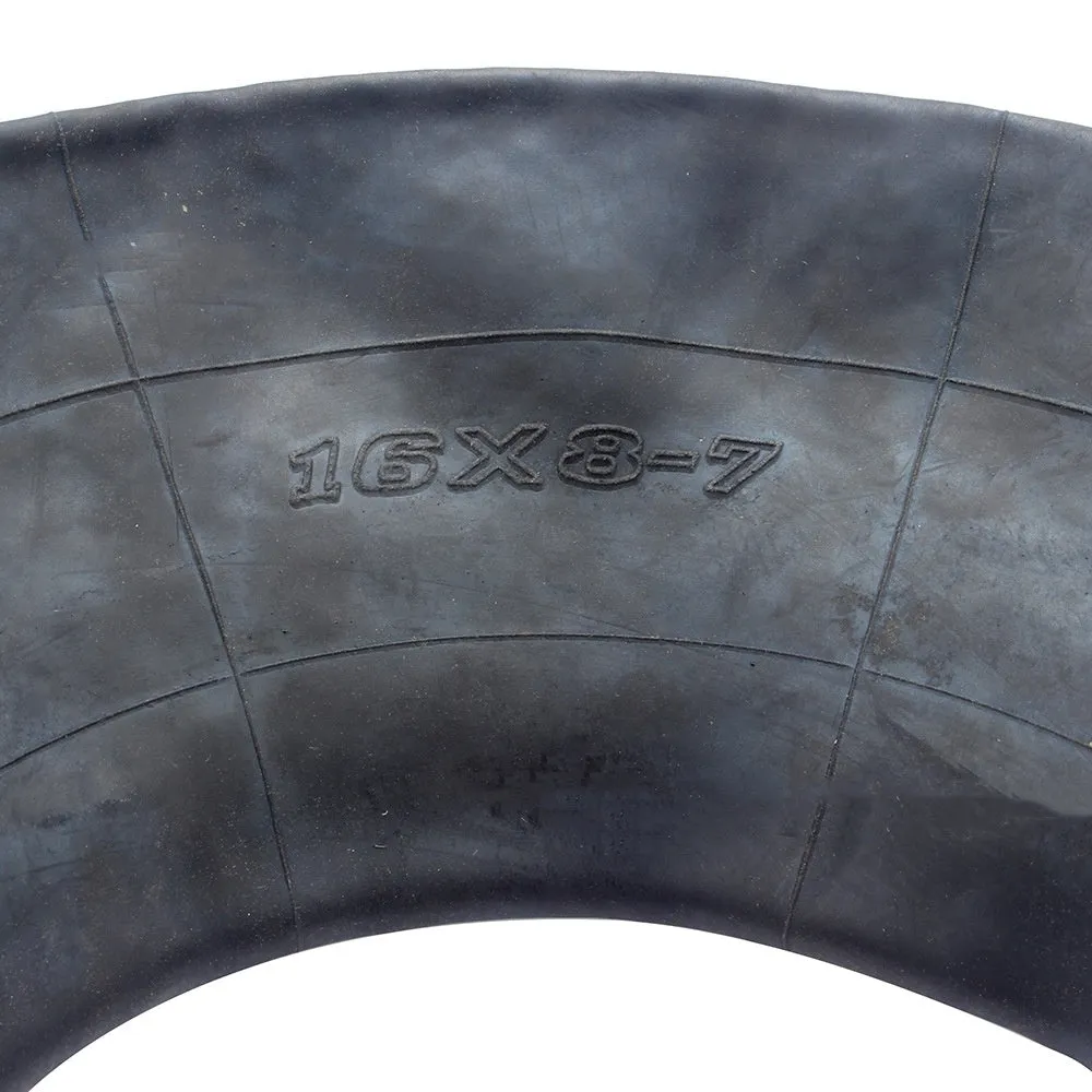 Two 16x8.00-7 inner tubes with TR13 straight valve stems and four black dust caps.