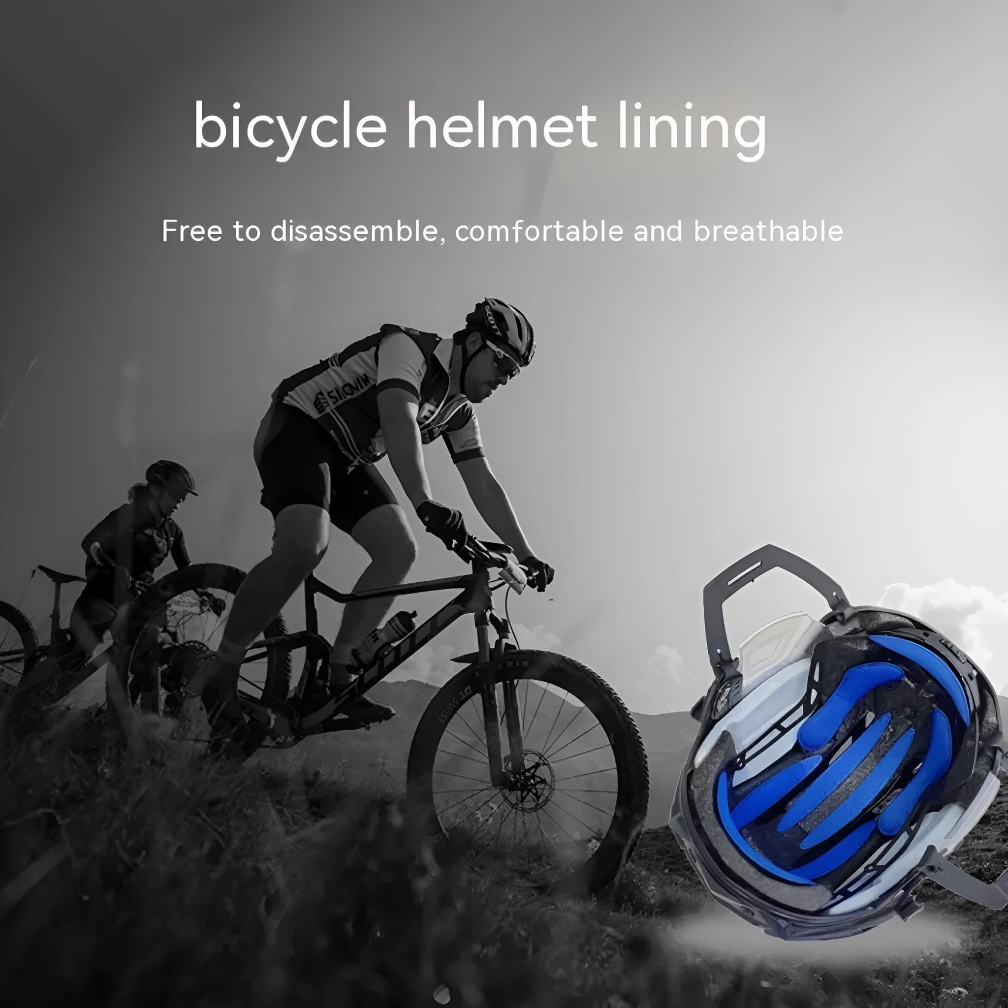 Universal cycling helmet breathable sponge liner with Velcro chin strap in multiple colours