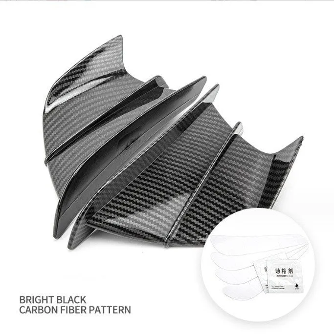 18x8cm universal motorcycle spoiler wind wing in carbon fibre pattern with bright surface finish
