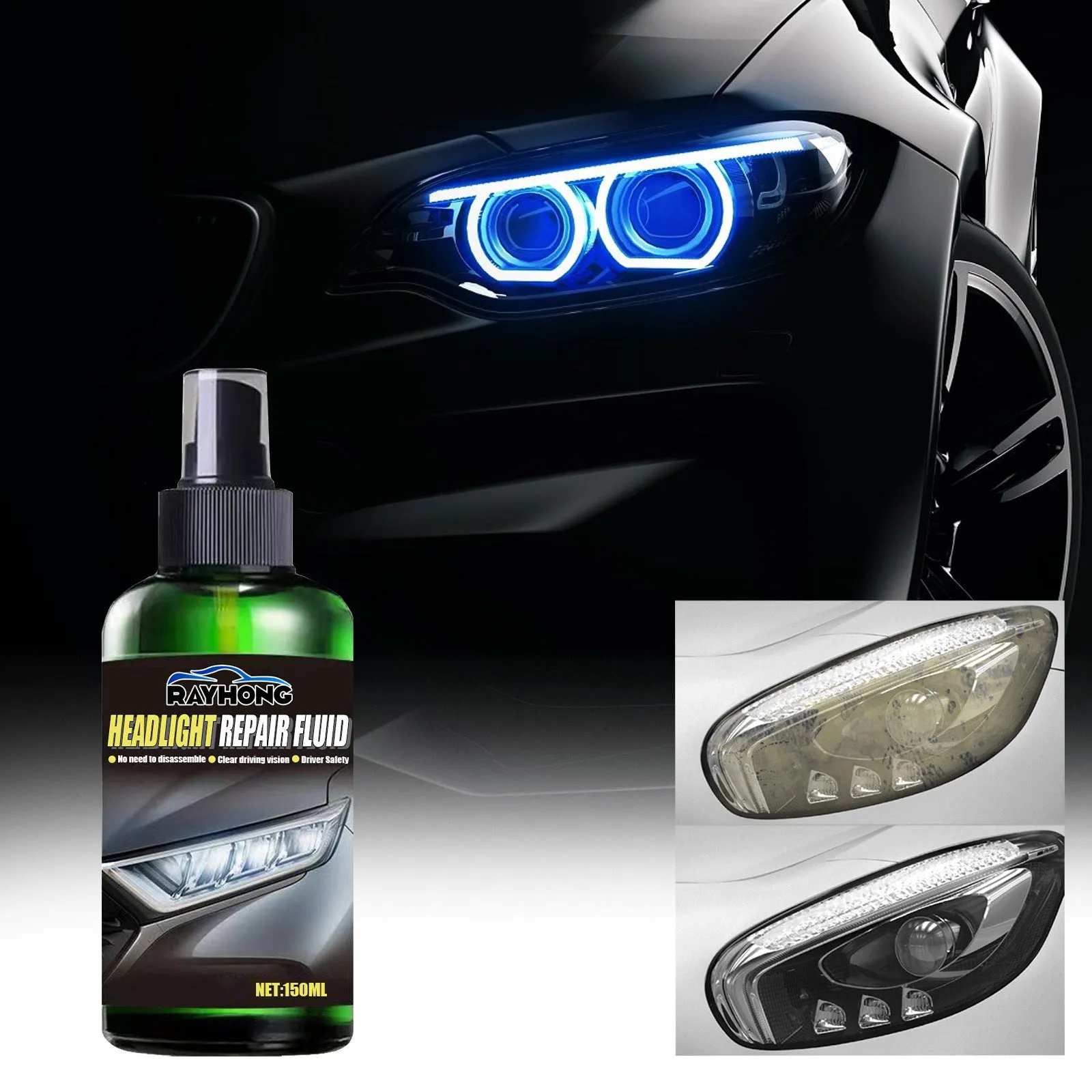150ml bottle of car lamp repairing liquid for headlight restoration with nano titanium oxide formula