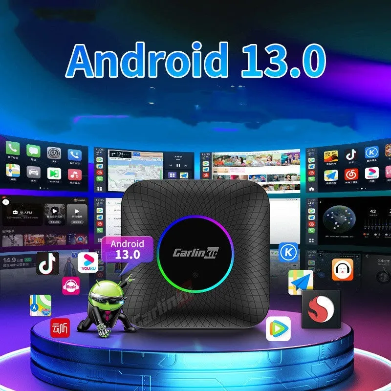 Car wired to wireless converter box with ABS PC casing, high-pass eight-core system for wireless CarPlay and Android Auto.