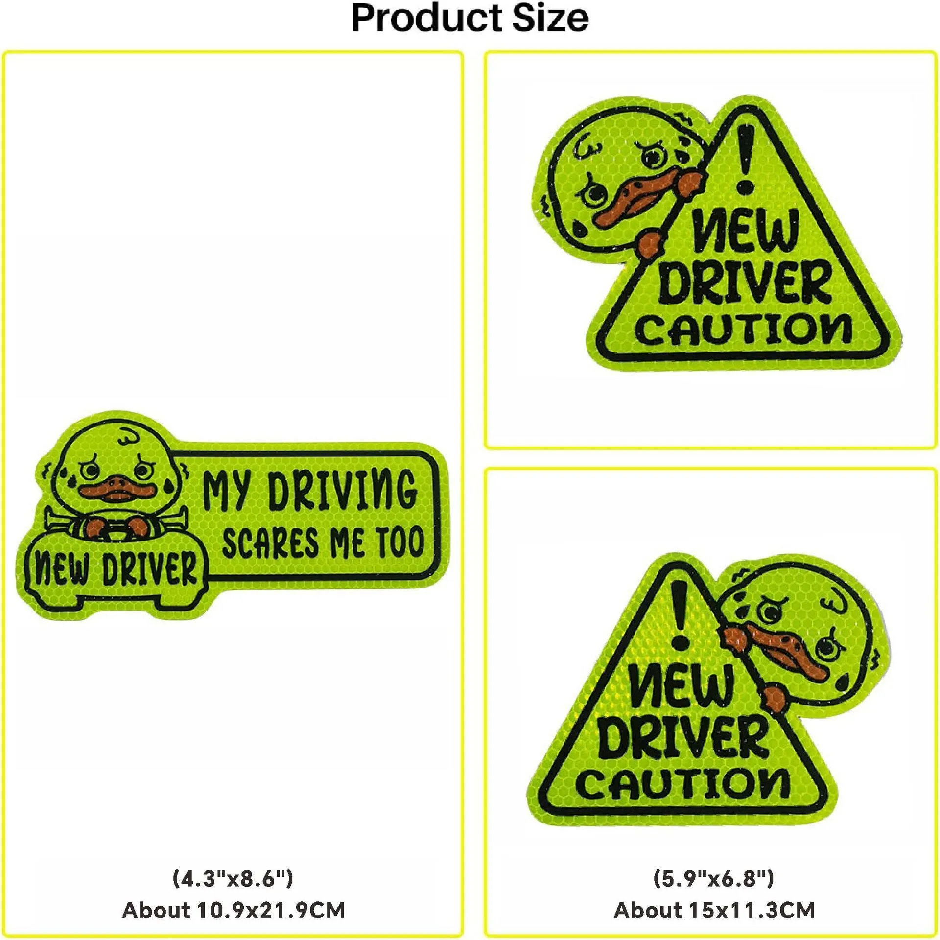 Set of three magnetic reflective safety stickers in animal shapes including cats and ducks for bike helmets and backpacks.
