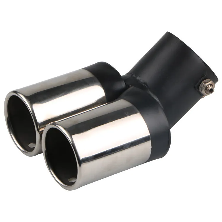 Universal stainless steel car exhaust tip with 145mm length showing different mouth style options.