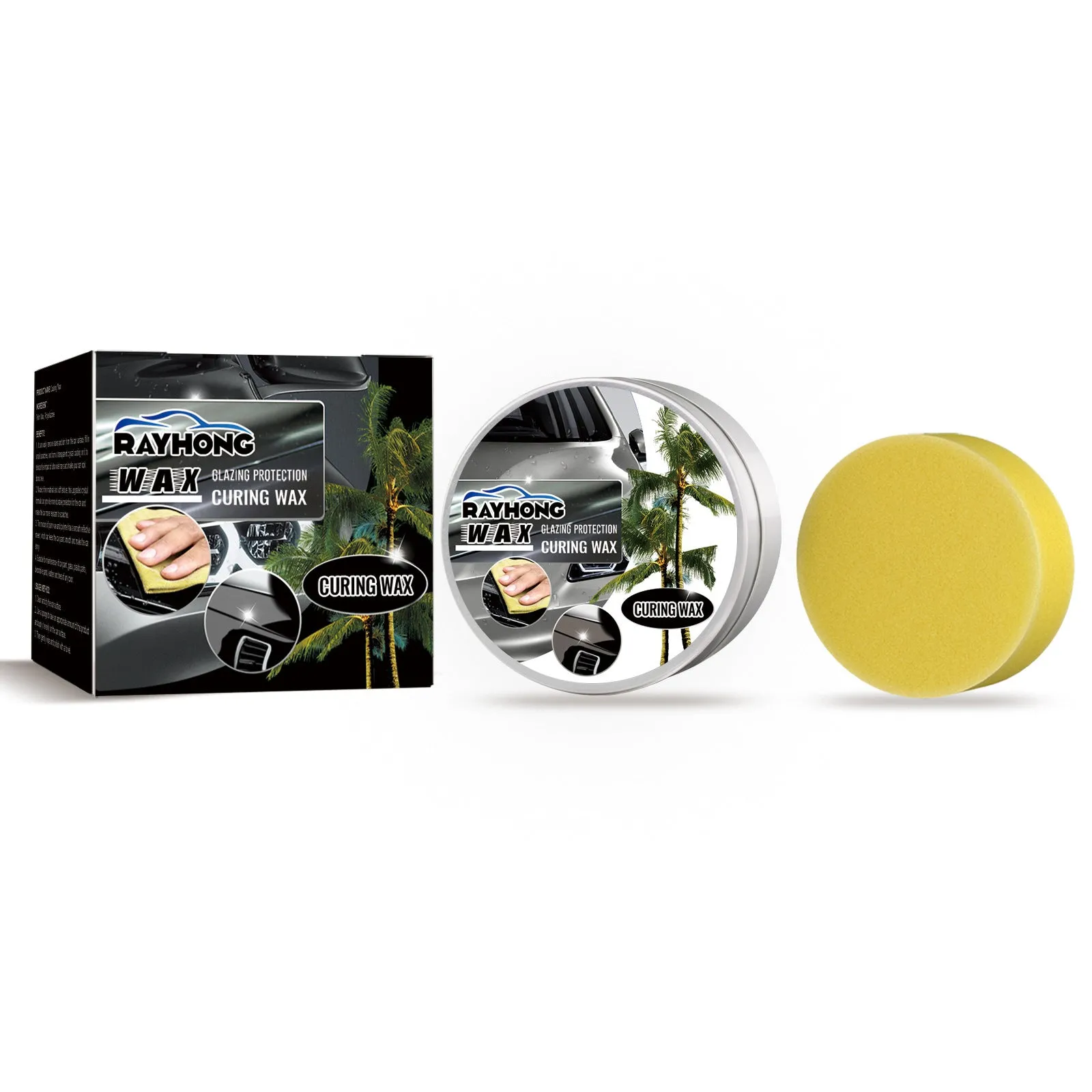 100g tin of car coating wax and a square applicator sponge for paint protection.