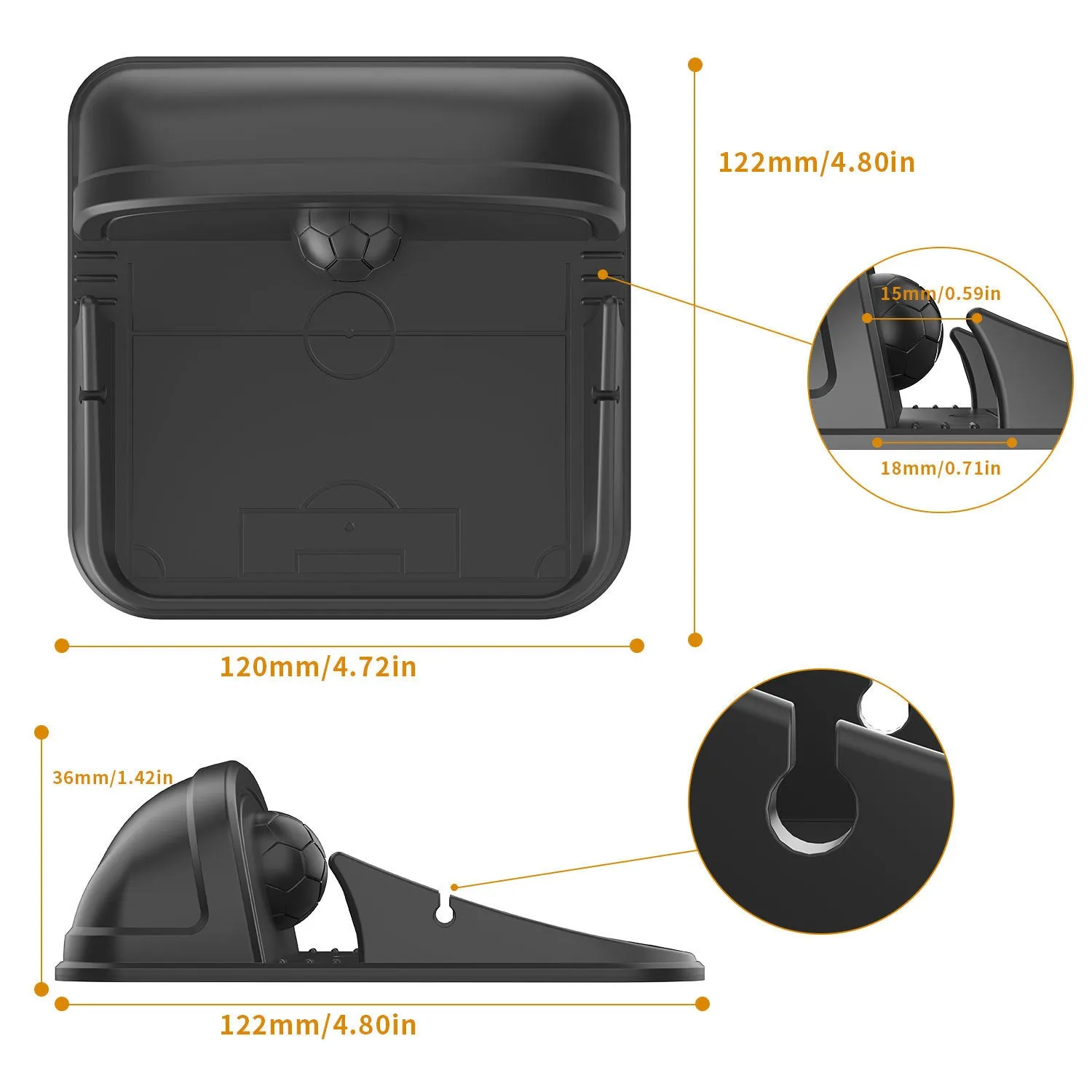 Silicone automobile phone holder in Peak-X5 colour for car and desktop mobile device mounting