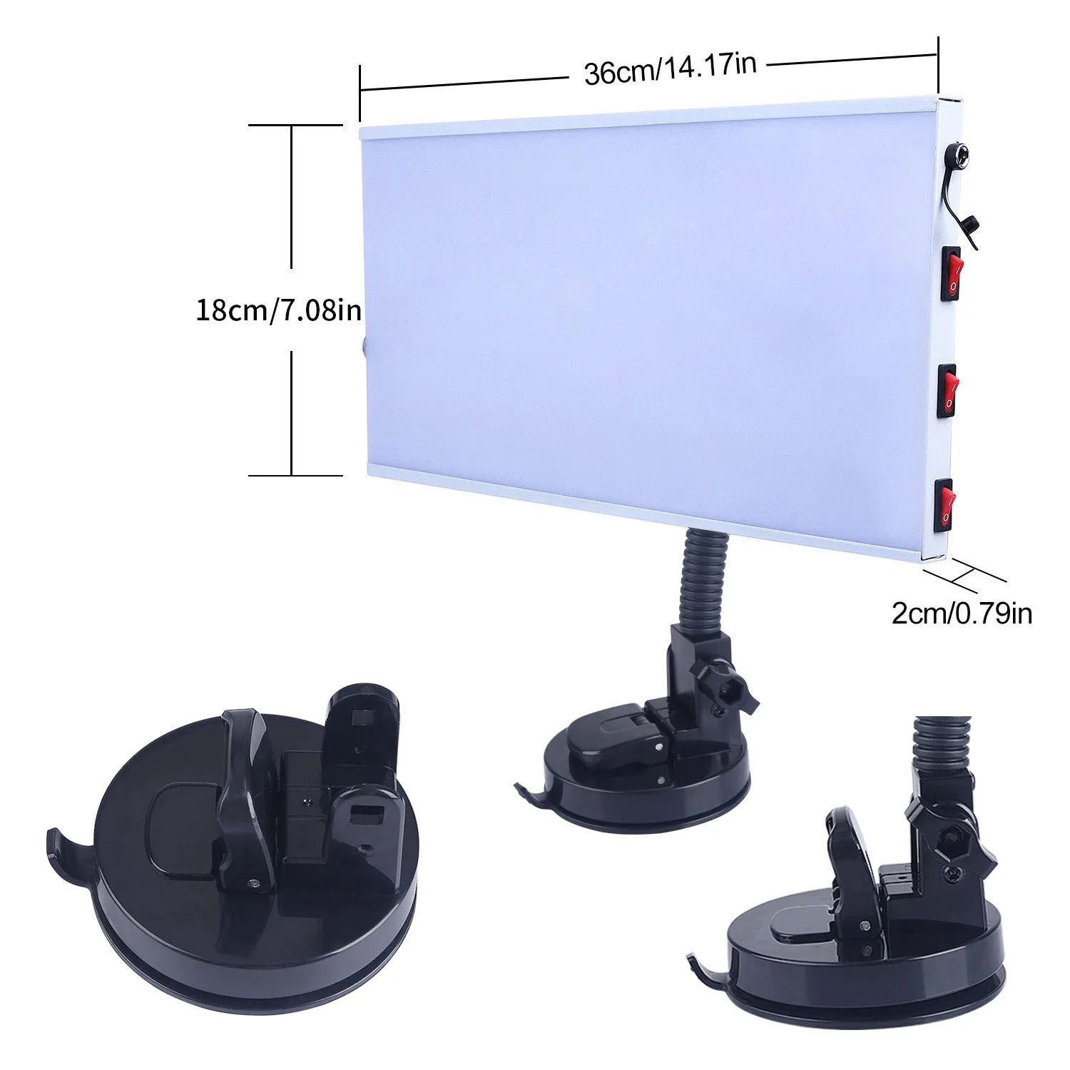 White car dent repair detector kit with concave inspection light