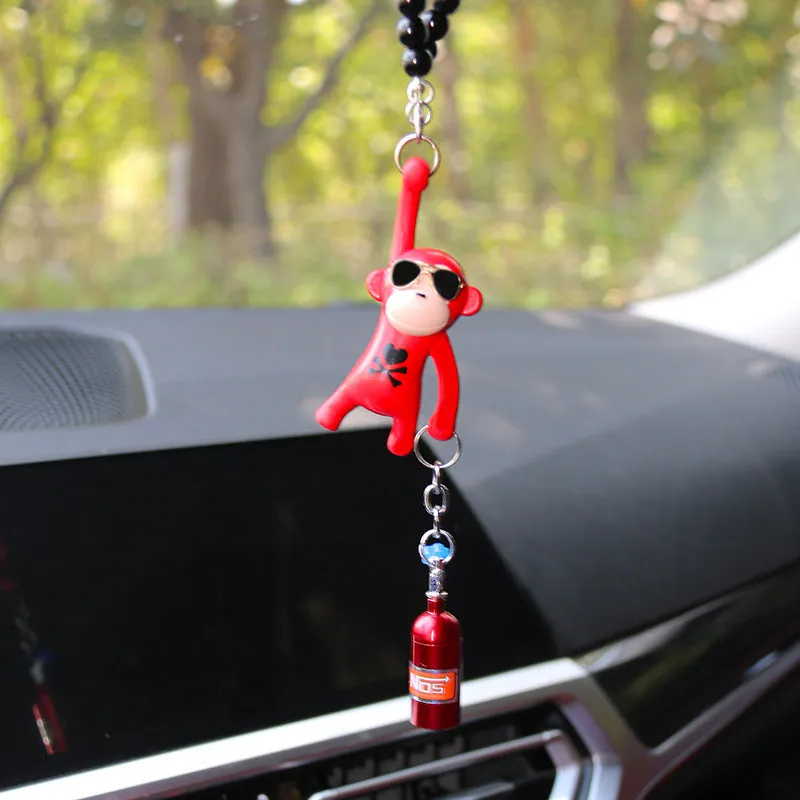 Hip-hop cartoon monkey pendant with sunglasses for car rearview mirror decoration