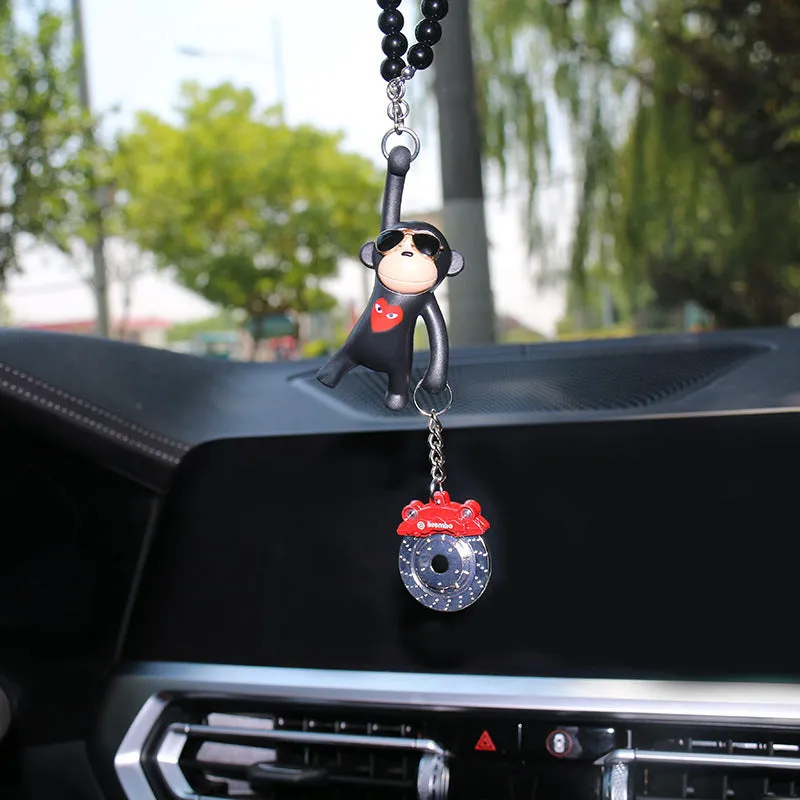 Hip-hop cartoon monkey pendant with sunglasses for car rearview mirror decoration
