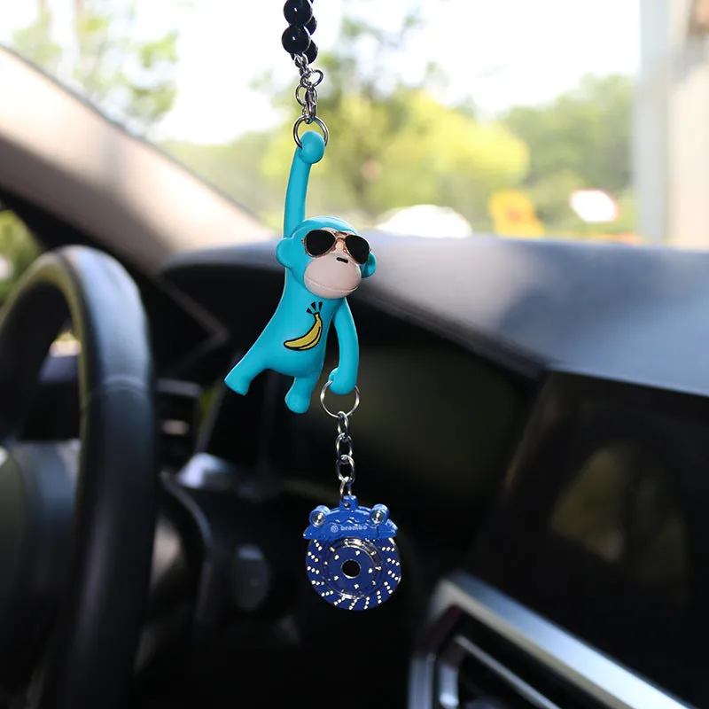 Hip-hop cartoon monkey pendant with sunglasses for car rearview mirror decoration