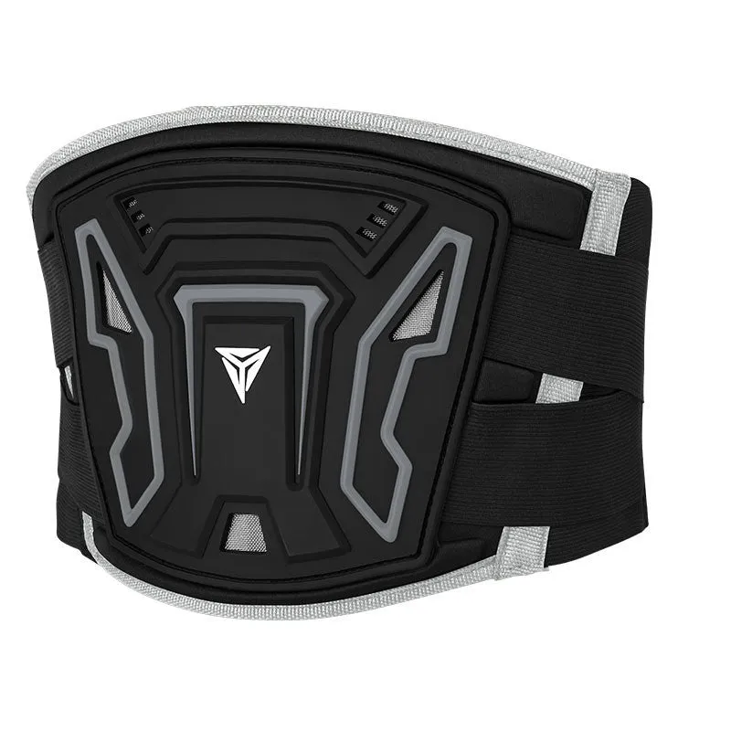 MDL1028 black and red motorcycle waist support harness shown on size chart for M L XL.